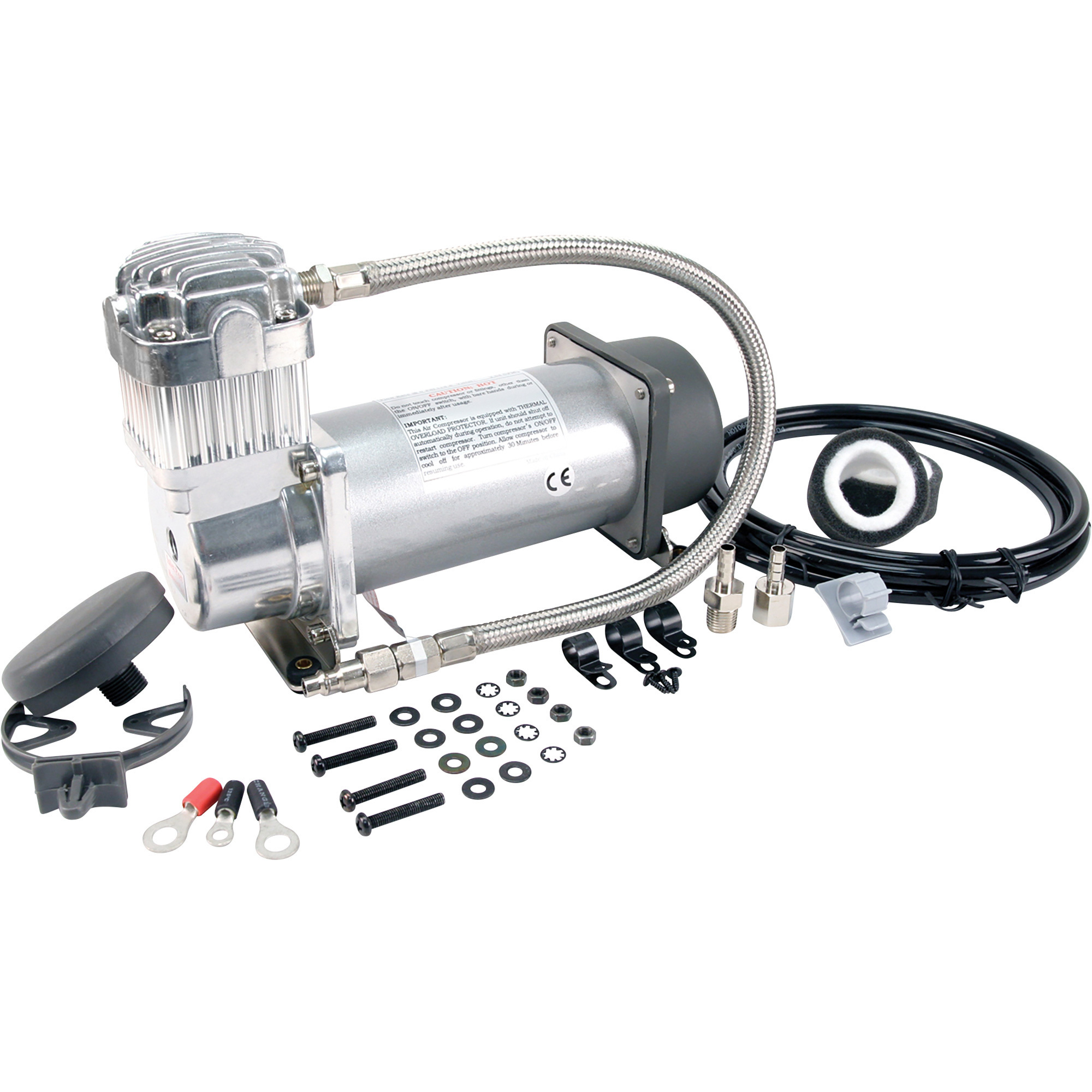 Viair 12 Volt Tire Inflator Air Compressor - Hard Mount, 2.3 CFM, Stainless Steel Hose, Model# 40042